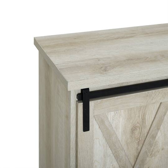 Walker Edison 32" White Oak Sliding Barn Door Farmhouse Accent Cabinet